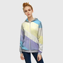 Толстовка на молнии женская Паттерн цветные волны - color waves, цвет: 3D-меланж — фото 2