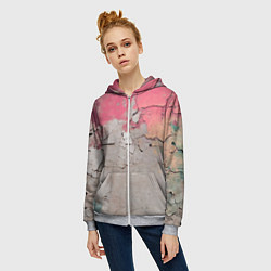 Толстовка на молнии женская Старая стена с краской, цвет: 3D-меланж — фото 2