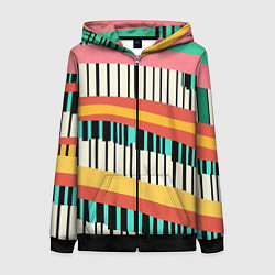 Толстовка на молнии женская Пиянино, цвет: 3D-черный