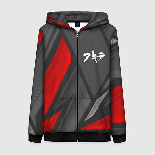 Женская толстовка на молнии Akira red lines / 3D-Черный – фото 1