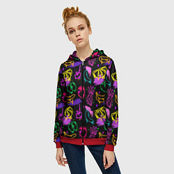 Толстовка на молнии женская Фруктовое граффити паттерн, цвет: 3D-красный — фото 2