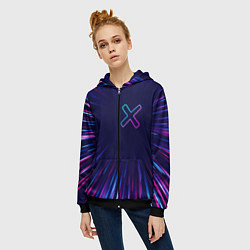 Толстовка на молнии женская A Silent Voice neon blast lines, цвет: 3D-черный — фото 2