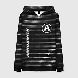 Толстовка на молнии женская Aerosmith metal rock lines, цвет: 3D-черный