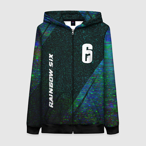 Женская толстовка на молнии Rainbow Six glitch blue / 3D-Черный – фото 1
