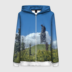 Толстовка на молнии женская Мемориал Советскому Солдату во Ржеве, цвет: 3D-белый