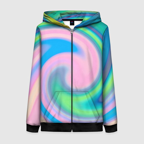 Женская толстовка на молнии Абстракция спиральная / 3D-Черный – фото 1