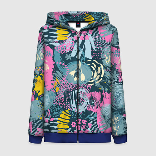 Женская толстовка на молнии Акварельная абстракция узор / 3D-Синий – фото 1