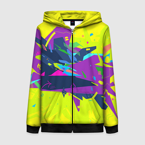 Женская толстовка на молнии В стиле киберпанка / 3D-Черный – фото 1