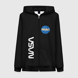 Толстовка на молнии женская NASA logo usa space, цвет: 3D-черный