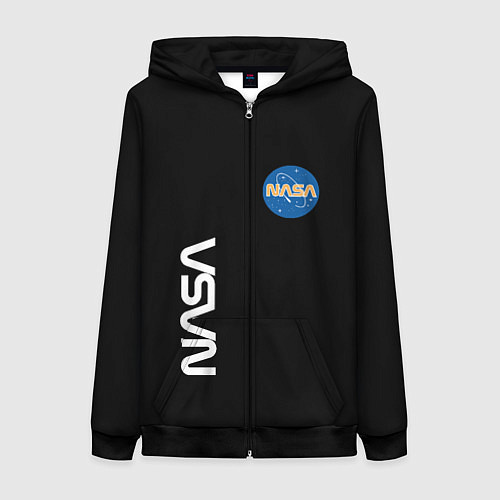 Женская толстовка на молнии NASA logo usa space / 3D-Черный – фото 1