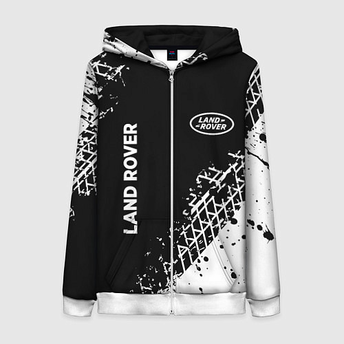 Женская толстовка на молнии Ленд Ровер: следы от шин / 3D-Белый – фото 1