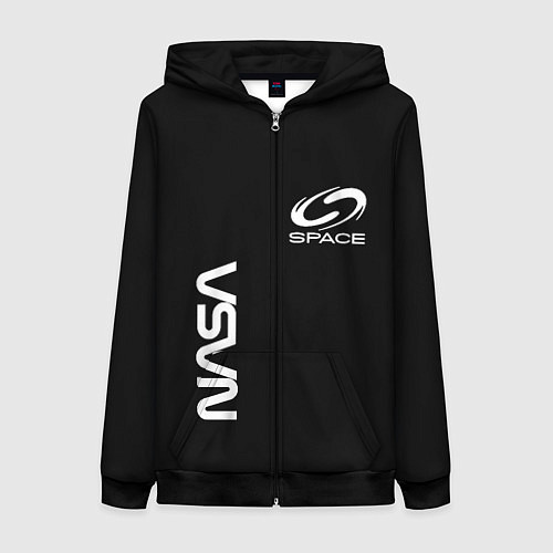 Женская толстовка на молнии Nasa space logo white / 3D-Черный – фото 1