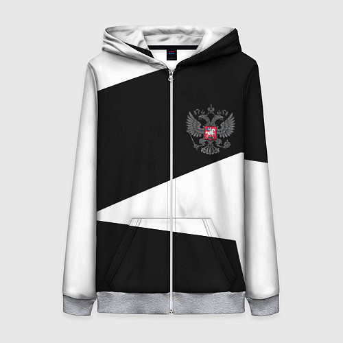 Женская толстовка на молнии Герб РФ геометрия текстура / 3D-Меланж – фото 1
