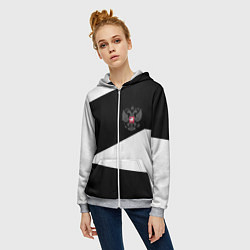 Толстовка на молнии женская Герб РФ геометрия текстура, цвет: 3D-меланж — фото 2