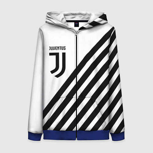 Женская толстовка на молнии Ювентус полосы / 3D-Синий – фото 1