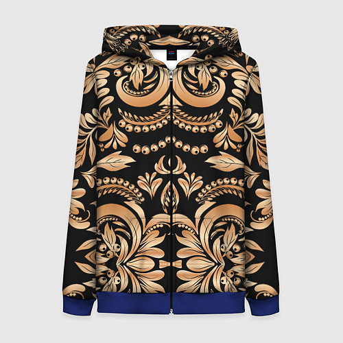 Женская толстовка на молнии Славянский этнический узор / 3D-Синий – фото 1