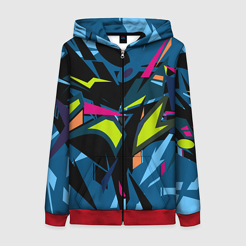 Женская толстовка на молнии Настоящая абстракция / 3D-Красный – фото 1