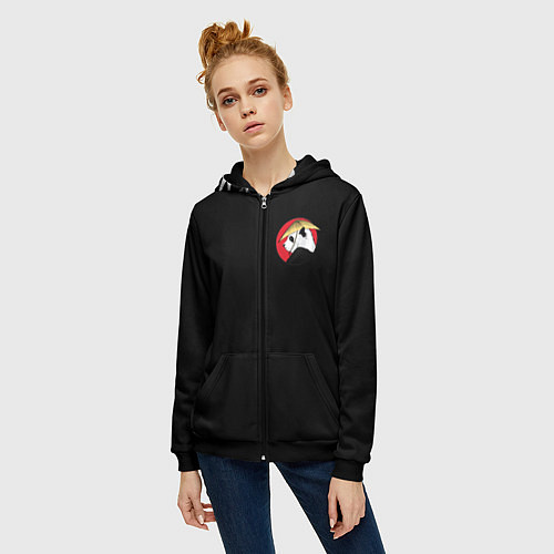 Женская толстовка на молнии Кунгфу панда круглый значок / 3D-Черный – фото 3