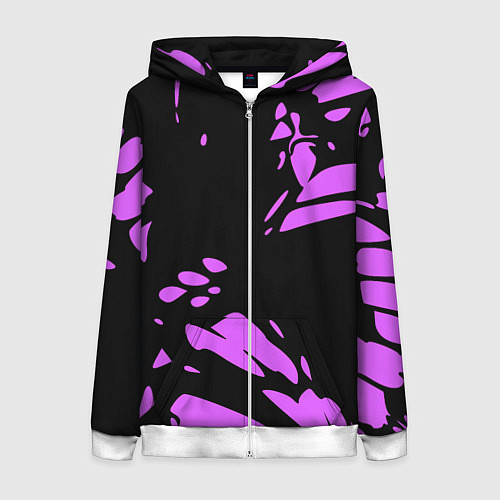 Женская толстовка на молнии Фиолетовая абстракция / 3D-Белый – фото 1