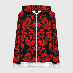 Толстовка на молнии женская Дамаск узор, цвет: 3D-белый