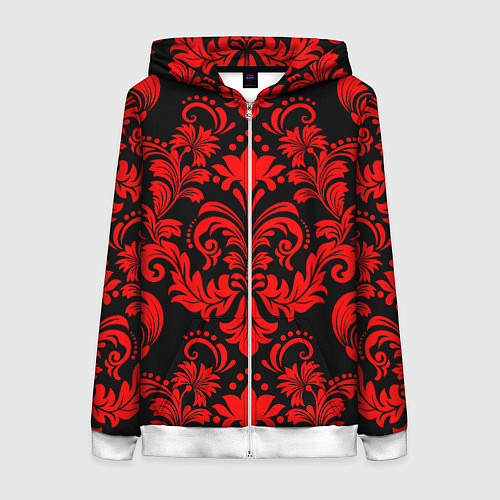 Женская толстовка на молнии Дамаск узор / 3D-Белый – фото 1