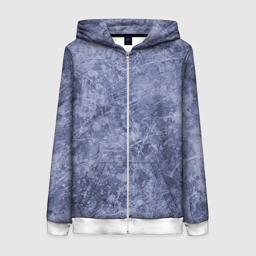 Женская толстовка на молнии Абстракция - синий лёд / 3D-Белый – фото 1