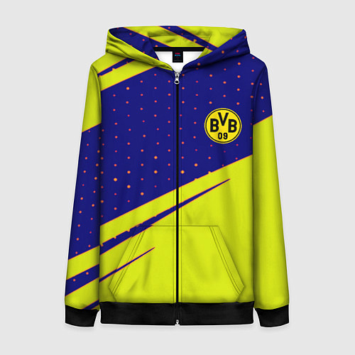 Женская толстовка на молнии Borussia logo geometry / 3D-Черный – фото 1