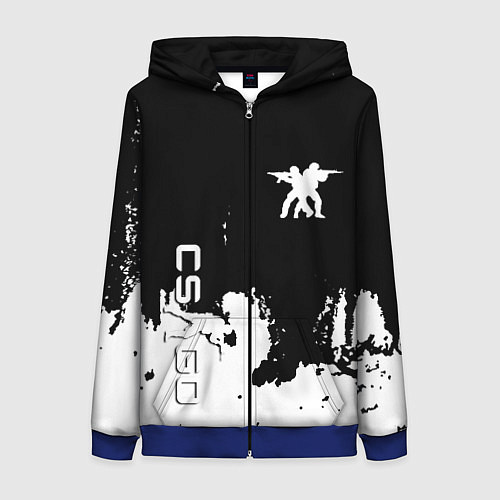 Женская толстовка на молнии Контра белые лого / 3D-Синий – фото 1