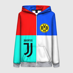 Толстовка на молнии женская Juventus x Borussia, цвет: 3D-меланж