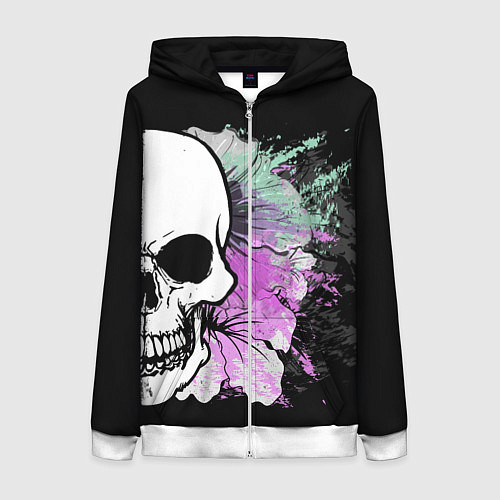 Женская толстовка на молнии Half a skull / 3D-Белый – фото 1