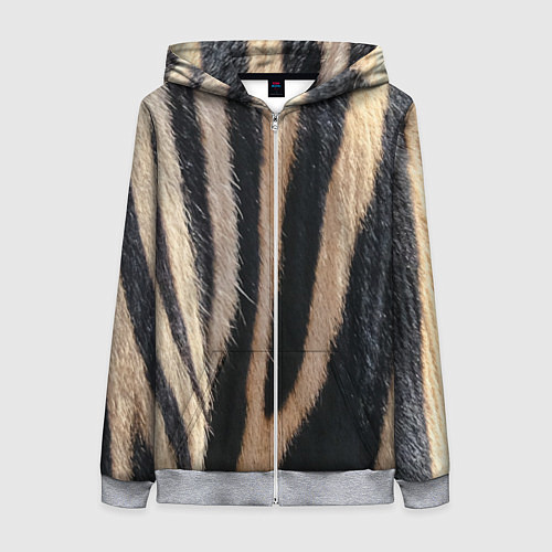 Женская толстовка на молнии Мех зебры / 3D-Меланж – фото 1
