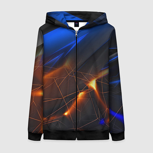 Женская толстовка на молнии Синяя абстракция с желтыми плитами / 3D-Черный – фото 1