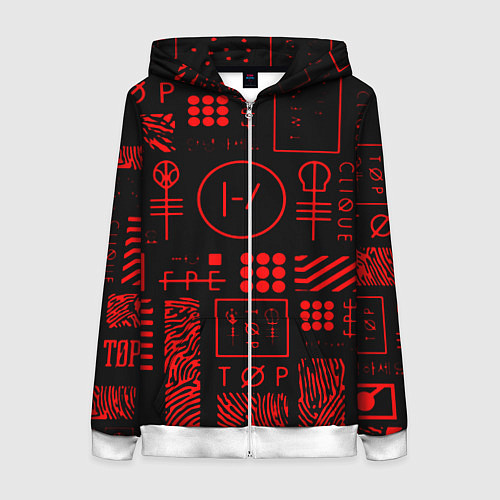 Женская толстовка на молнии Twenty one pilots pattern rock / 3D-Белый – фото 1