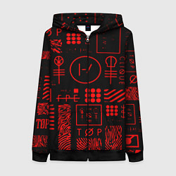 Толстовка на молнии женская Twenty one pilots pattern rock, цвет: 3D-черный