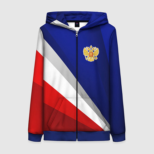 Женская толстовка на молнии Россия - униформа федерации / 3D-Синий – фото 1
