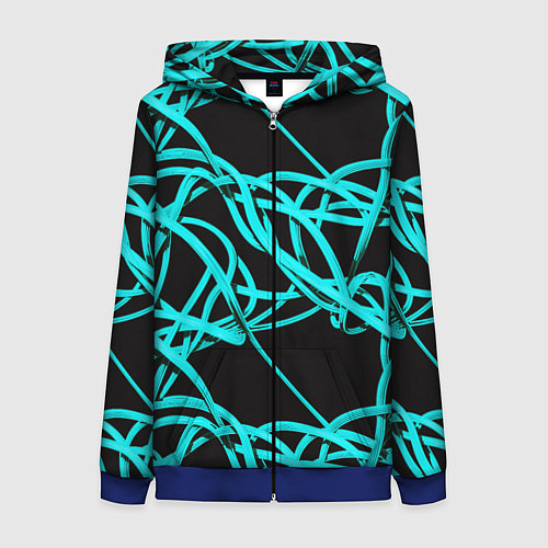 Женская толстовка на молнии Ярко голубые линии / 3D-Синий – фото 1