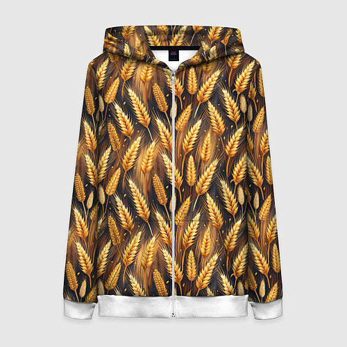 Женская толстовка на молнии Золотой колос / 3D-Белый – фото 1