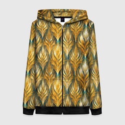 Толстовка на молнии женская Золото осени травинки, цвет: 3D-черный