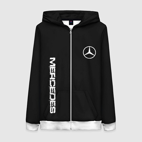 Женская толстовка на молнии Mercedes benz logo white auto / 3D-Белый – фото 1