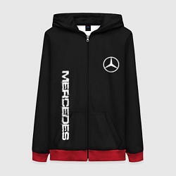 Толстовка на молнии женская Mercedes benz logo white auto, цвет: 3D-красный