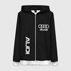 Толстовка на молнии женская AUDI sport white, цвет: 3D-белый