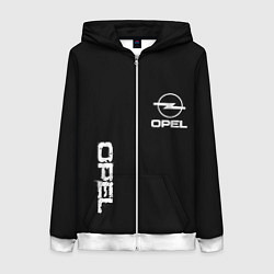 Толстовка на молнии женская Opel white logo, цвет: 3D-белый