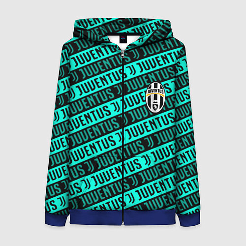 Женская толстовка на молнии Juventus pattern logo steel / 3D-Синий – фото 1