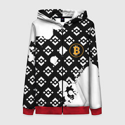 Толстовка на молнии женская Bitcoin pattern binance, цвет: 3D-красный