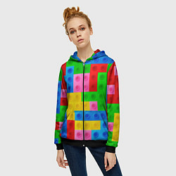 Толстовка на молнии женская Блоки цветового конструктора, цвет: 3D-черный — фото 2