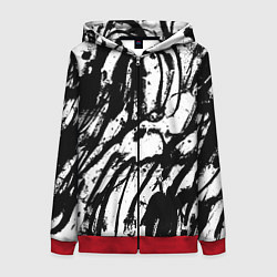 Женская толстовка на молнии Чёрно-белая абстракция: нейросеть