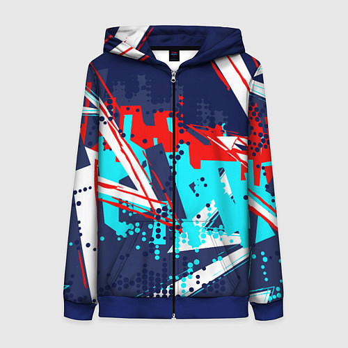 Женская толстовка на молнии Яркий абстрактный узор для спорта / 3D-Синий – фото 1