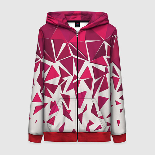Женская толстовка на молнии Яркий абстрактный узор для спорта / 3D-Красный – фото 1