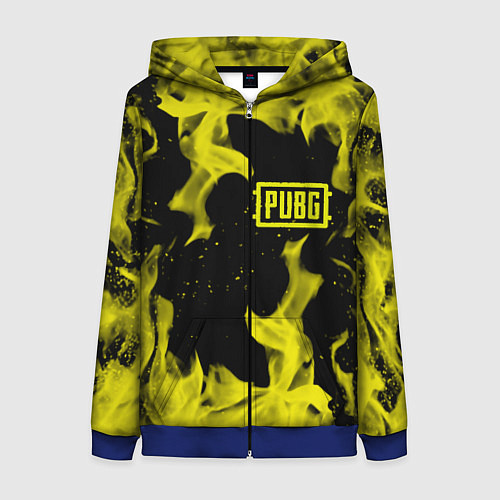 Женская толстовка на молнии PUBG жёлтый огонь / 3D-Синий – фото 1