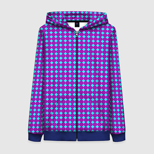 Женская толстовка на молнии Паттерн кругов и ромбов / 3D-Синий – фото 1